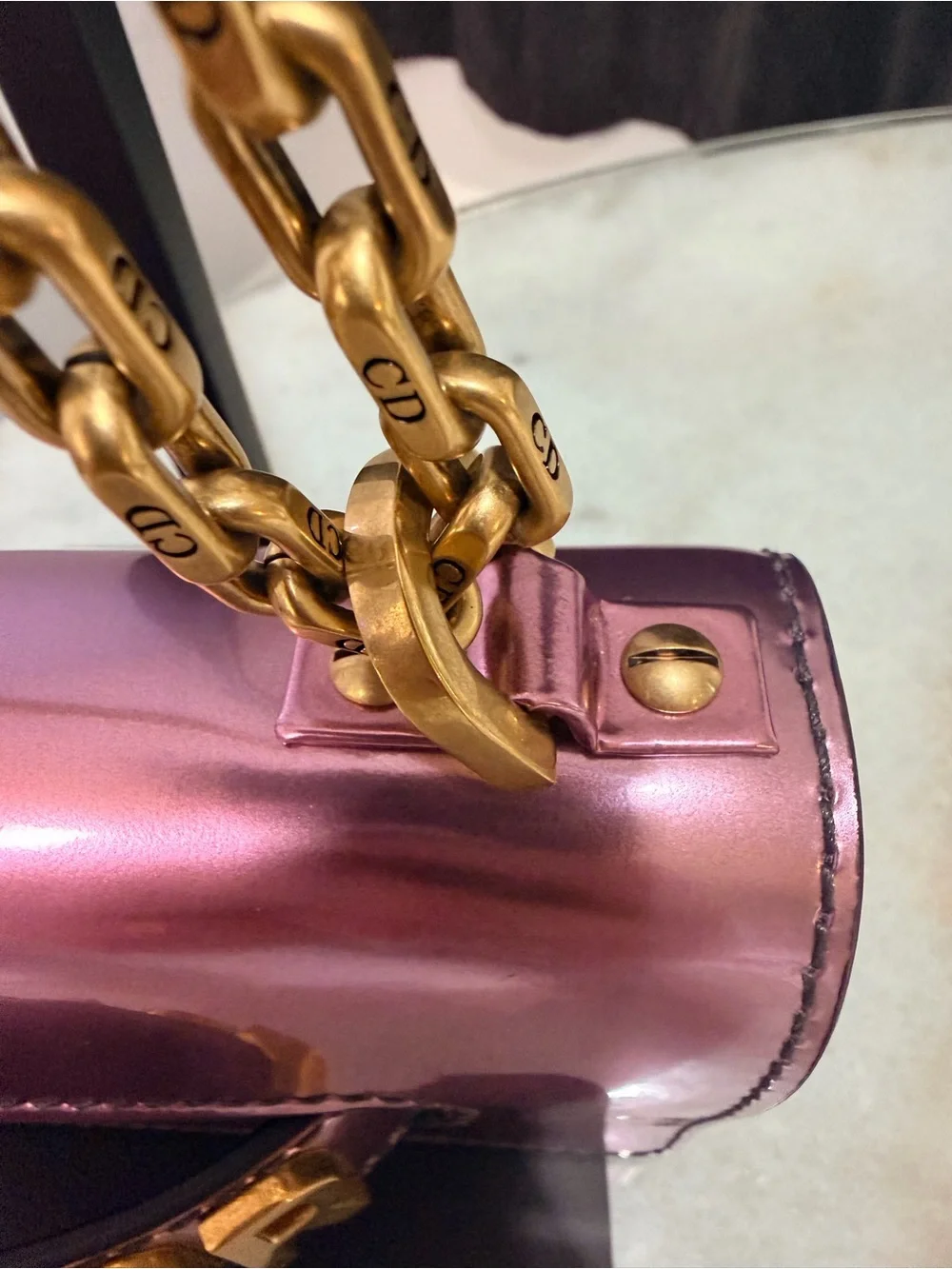 Dior Metallic Pink J'Adior Mini Shoulder Bag with Gold Hardware - Picture 4 of 12